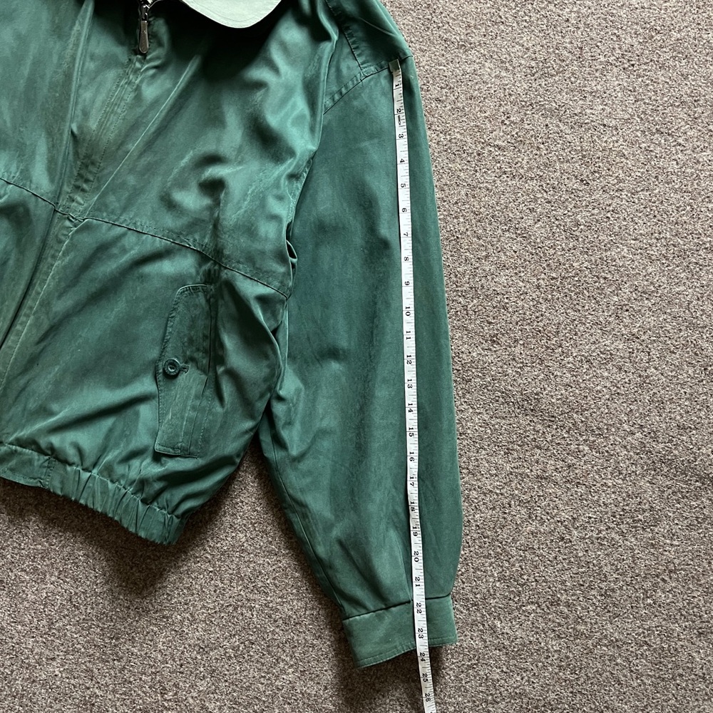 Vintage London Fog Microsuede Green Zip Up Bomber Jacket Colorblock Collar Men M - Picture 9 of 14